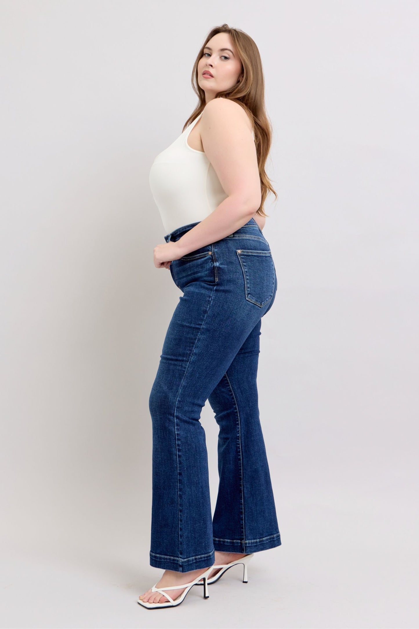Judy Blue Full Size High Rise Flare Jeans with Pockets Plus Size