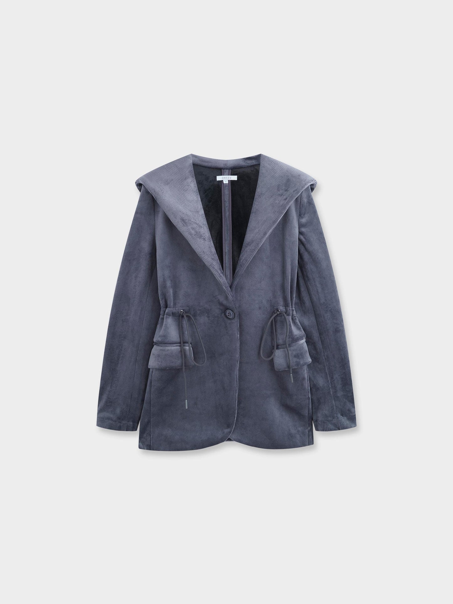Velour Ribbed Blazer-Grey